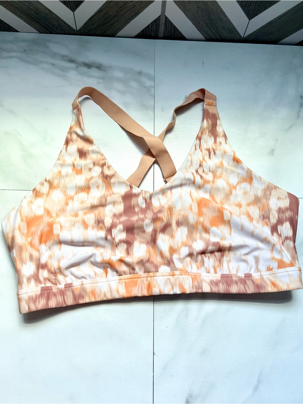 Aerie offline shine strappy back sports bra XL orange white